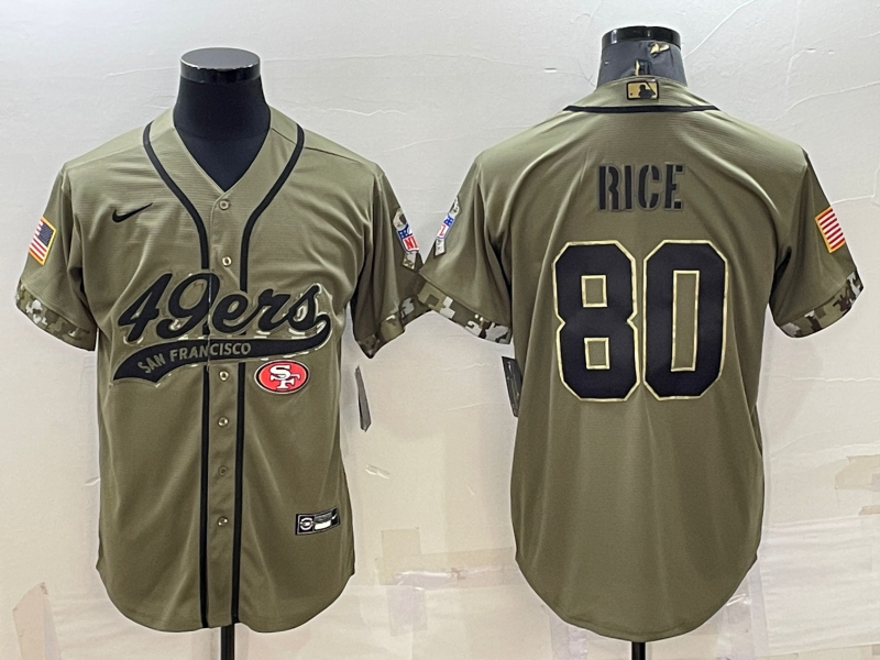 Men's San Francisco 49ers Jerry Rice #80 Olive 2022 Salute To Service Retired Player Limited Jersey1 Joint Edition