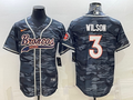 Men's Denver Broncos Russell Wilson #3 Grey Camouflage Game Jersey1 Joint Edition