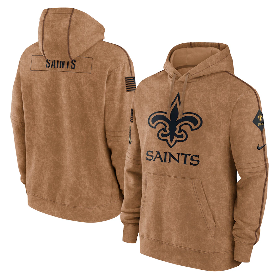 Men's New Orleans Saints Brown 2023 Salute To Service Club Pullover Hoodie1