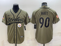 Men's Pittsburgh Steelers T.J. Watt #90 Olive 2022 Salute To Service Limited Jersey1 Joint edition