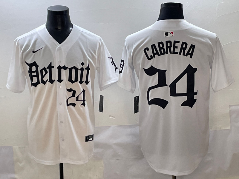 Men's Detroit Tigers Miguel Cabrera #24 White Game Jersey
