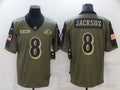 Men's Baltimore Ravens Lamar Jackson #8 Brown Player Game Jersey1