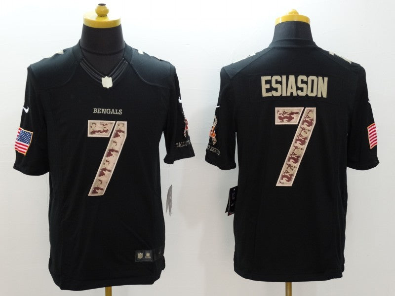 Men's Cincinnati Bengals Boomer Esiason #7 Black Game Player Jersey1