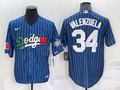 Men's Los Angeles Dodgers Fernando Valenzuela #34 Blue Stitched Baseball Jersey1