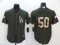 Men's Los Angeles Dodgers Mookie Betts #50 Army Green Player Jersey1