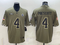 Men's Dallas Cowboys Dak Prescott #4 Olive 2022 Salute To Service Limited Jersey1
