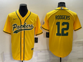 Men's Green Bay Packers Aaron Rodgers #12 Gold Inverted Team Game Jersey1 Joint Edition