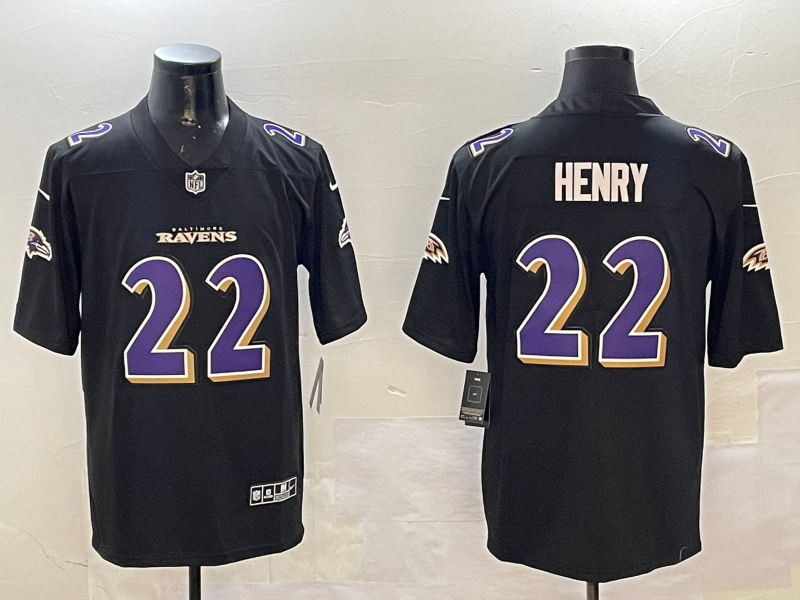 Men's Baltimore Ravens Derrick Henry #22 Carbon Black Fashion Jersey1