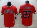 Men's Los Angeles Angels Mike Trout #27 Red Replica Player Jersey1