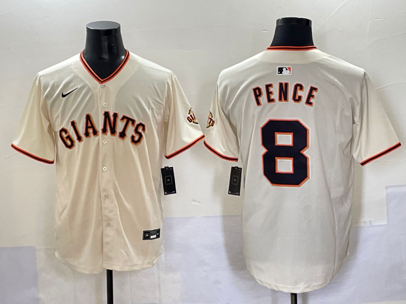Men's San Francisco Giants Hunter Pence #8 Cream Home Replica Player Jersey