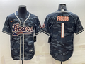 Men's Chicago Bears Justin Fields #1 Grey Camouflage Game Jersey1 Joint Edition