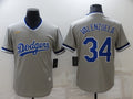 Men's Los Angeles Dodgers Fernando Valenzuela #34 Gray Stitched Jersey1