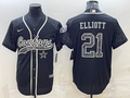 Men's Dallas Cowboys Ezekiel Elliott #21 Black RFLCTV Limited Jersey1 Joint Edition