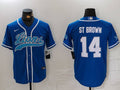 Men's Detroit Lions Amon-Ra St. Brown #14 Blue Game Player Jersey1
