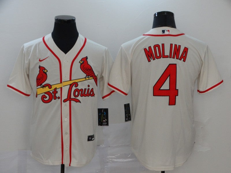 Men's St. Louis Cardinals Yadier Molina Majestic Cream Alternate Jersey Beige