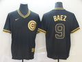 Men's Chicago Cubs Javier Baez #9 Black Replica Player Jersey1
