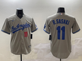 Men's Los Angeles Dodgers Roki Sasaki #11 Gray Alternate Replica Player Jersey