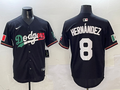 Men's Los Angeles Dodgers Enrique Hernandez #8 Black Player Game Jersey1