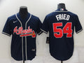 Men's Atlanta Braves Max Fried #54 Navy Replica Player Jersey1