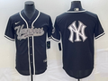 Men's New York Yankees Black Replica Player Jersey1 Joint Edition