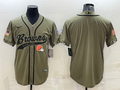 Men's Cleveland Browns Olive 2021 Salute To Service Limited Player Blank Jersey1