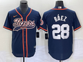 Men's Detroit Tigers Javier Baez #28 Navy Replica Player Jersey Joint Edition