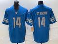Men's Detroit Lions Amon-Ra St. Brown #14 Blue Game Jersey1