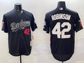 Men's Los Angeles Dodgers Jackie Robinson #42 Black Throwback Cooperstown Collection Limited Jersey