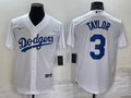 Men's Los Angeles Dodgers Chris Taylor #3 White Replica Baseball Jersey1
