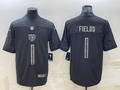 Men's Chicago Bears Justin Fields #1 Black RFLCTV Limited Jersey1