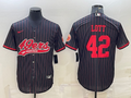 Men's San Francisco 49ers Ronnie Lott #42 Black Player Jersey1 Joint Edition