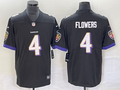 Men's Baltimore Ravens Zay Flowers #4 Black Team Game Jersey1