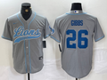 Men's Detroit Lions Jahmyr Gibbs #26 Gray Game Jersey1