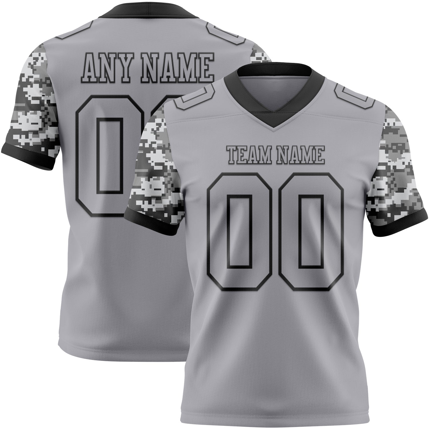 Custom Gray-Black Authentic Camo Two Tone Salute To Service 7V7 Flag Football Jersey