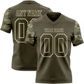 Custom Olive-Cream Authentic Camo Two Tone Salute To Service 7V7 Flag Football Jersey