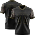 Custom Black-Olive Authentic Camo Two Tone Salute To Service 7V7 Flag Football Jersey