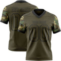 Custom Olive-Black Authentic Camo Two Tone Salute To Service 7V7 Flag Football Jersey