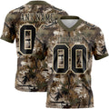 Custom Camo Black Cream-Olive Authentic Woodland Camouflage Salute To Service 7V7 Flag Football Jersey