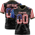 Custom Camo USA Flag White Red-Olive Authentic Stars And Stripes Two Tone Salute To Service 7V7 Flag Football Jersey