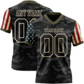Custom Camo Black Cream-Olive Authentic American Flag Stars And Stripes Two Tone Salute To Service 7V7 Flag Football Jersey
