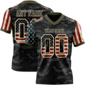 Custom Camo Vintage USA Flag Cream Black-Olive Authentic Stars And Stripes Two Tone Salute To Service 7V7 Flag Football Jersey