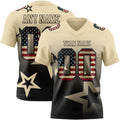 Custom Cream Vintage USA Flag-Black Authentic Star Gradient 7V7 Flag Football Jersey