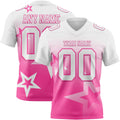 Custom White-Pink Authentic Star Gradient 7V7 Flag Football Jersey