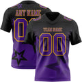 Custom Black Purple-Gold Authentic Star Gradient 7V7 Flag Football Jersey