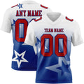 Custom White Red-Royal Authentic Star Gradient 7V7 Flag Football Jersey