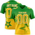 Custom Grass Green Yellow-White Authentic Star Gradient 7V7 Flag Football Jersey