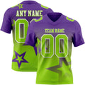 Custom Purple Neon Green-White Authentic Star Gradient 7V7 Flag Football Jersey