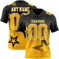 Custom Black Gold-White Authentic Star Gradient 7V7 Flag Football Jersey