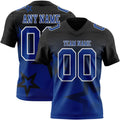 Custom Black Royal-White Authentic Star Gradient 7V7 Flag Football Jersey