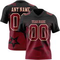 Custom Black Crimson-Cream Authentic Star Gradient 7V7 Flag Football Jersey